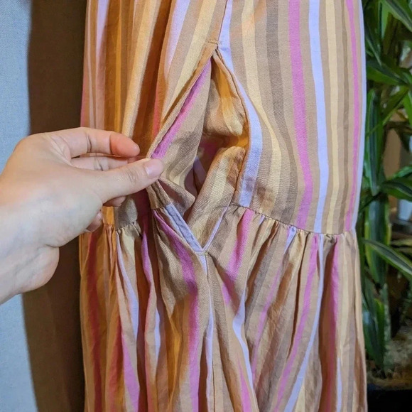 Xirena Drue Midi Dress Orange Pink Neopolitan Stripes Pockets Small - Picture 5 of 10